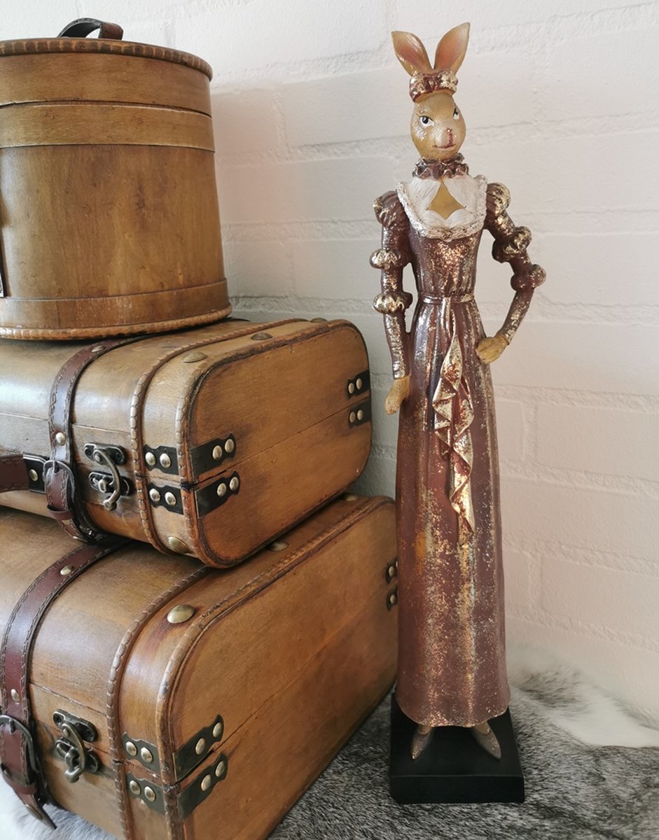 Beeld Konijn 53 cm Bruin Polyresin