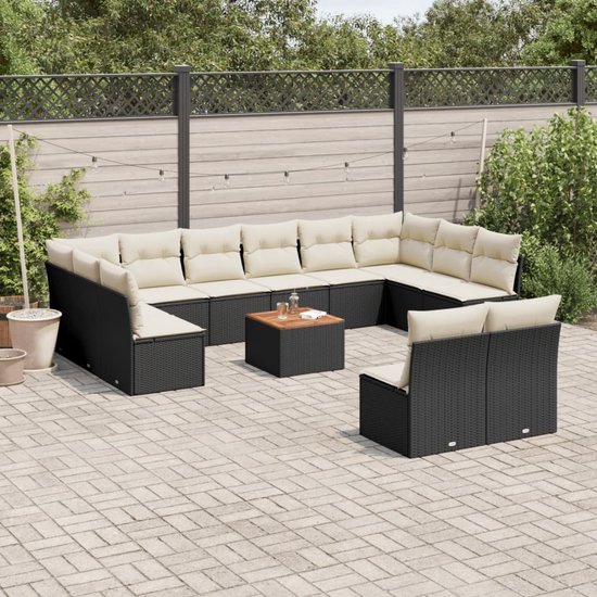 vidaXL-13-delige-Loungeset-met-kussens-poly-rattan-zwart
