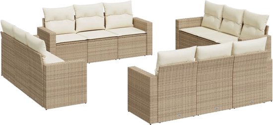 Foto: Vidaxl 12 delige loungeset met kussens poly rattan beige