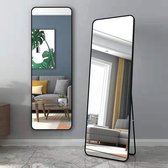 Nuvolix miroir pleine longueur sur pied - miroir pleine longueur suspendu - miroir sur pied - miroir mural - miroir ovale - 150*40CM - noir