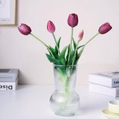 16 inch Premium Real Touch Fake Tulpen Kunstbloemen met knoppen, Faux Tulpen voor Home Decor Indoor (Vaas niet inbegrepen), 5-Pack Set van Royal Purple