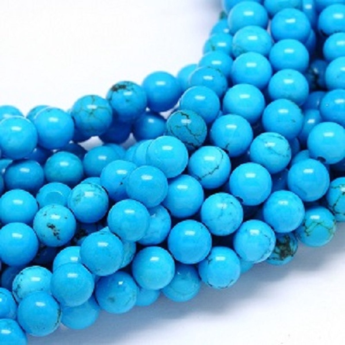 Kingsley-hobby.com Natuurstenen kralen Sinkiang Turquoise ronde kralen van 8mm. Verkocht per snoer van ca. 38cm
