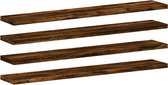 vidaXL - Wandschappen - 4 - st - 60x10x1,5 - cm - bewerkt - hout - gerookt - eikenkleur