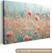 Tableau sur toile Fleurs - Nature - Coquelicots - Champ de fleurs - 180x120 cm - Décoration murale salon - Décoration murale cuisine - Décoration chambre - Peintures - Accessoires de maison