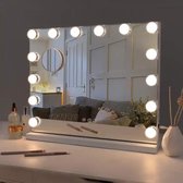 Sefaras Hollywood Make-up spiegel 14 LED Verlichting - Make up Mirror - Visagie - Dimbaar / 3 Standen - 5x Vergroting - 50 x 40 x 12 cm