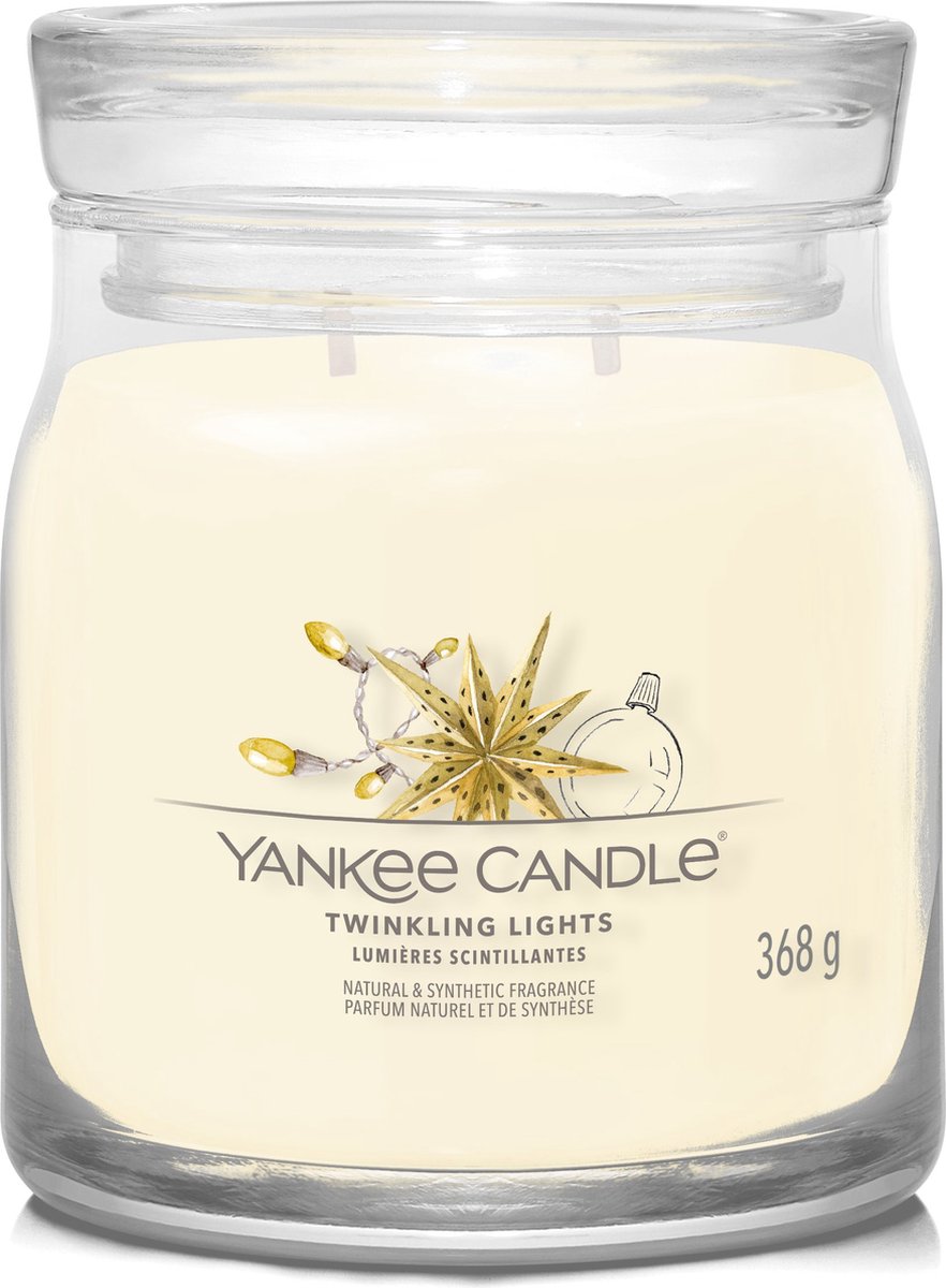 Yankee Candle - Twinkling Lights Medium Geurkaars - 50 branduren - 2 lonten