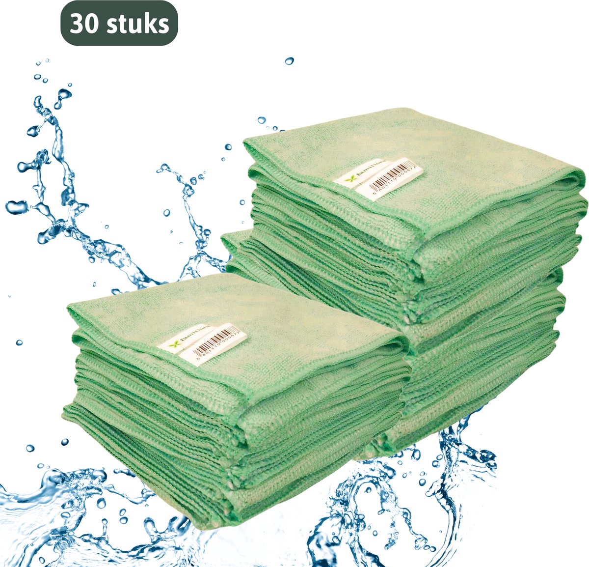 Goedkoopste Famiflore groene microvezel warp doekjes - 40x40cm - 250g/m² - 30 all purpose microvezel doeken - 3 sets van 10 schoonmaakdoekjes