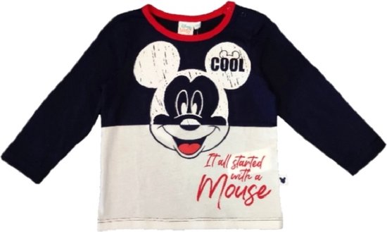 Mickey Mouse - bébé tout-petit. cadeau maternité - baby shower - bleu/blanc/rouge - chemise manches longues - taille 68