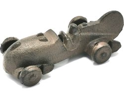 Boutique Trukado - Miniatuur Raceauto gietijzer - Vintage look - rustiek en bijzonder decoratief object - (lxbxh) ca 14cm x 6,5cm x 3cm