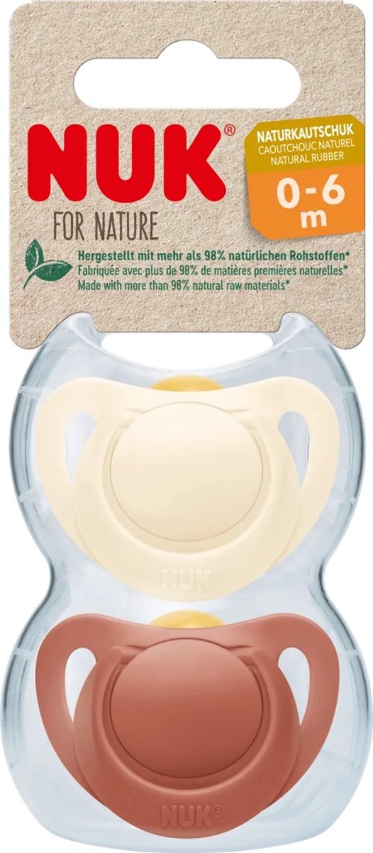 Goedkoopste NUK | For Nature | Latexfopspeen | Gemaakt van natuurlijke grondstoffen | set van 2 | crème-rood | 18-36 maanden