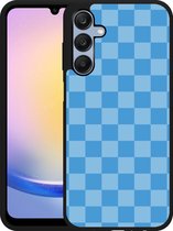 Cazy Hardcase Hoesje geschikt voor Samsung Galaxy A25 Blauw Dambordpatroon