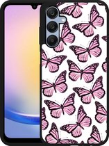 Cazy Hardcase Hoesje geschikt voor Samsung Galaxy A25 Roze Vlinders