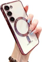 Hoesje geschikt voor Samsung Galaxy S23 FE hoesje Magnetisch Met Lens beschermer Transparant / Rose Goud – Magneet hoesje Case cover Samsung S23 FE