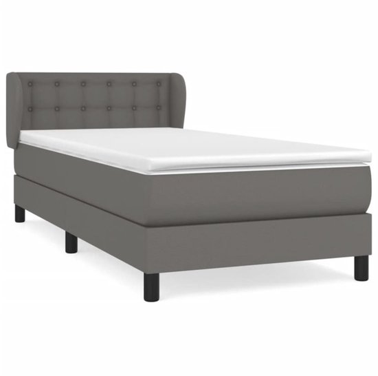 vidaXL - Boxspring - met - matras - kunstleer - grijs - 80x200 - cm