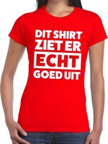 Dit shirt ziet er echt goed uit tekst t-shirt rood dames S