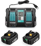 SIDANO® Jeu de batteries complet avec double chargeur pour remplacer les outils Makita 18 V - 5000 mAh - 2 batteries et chargeur