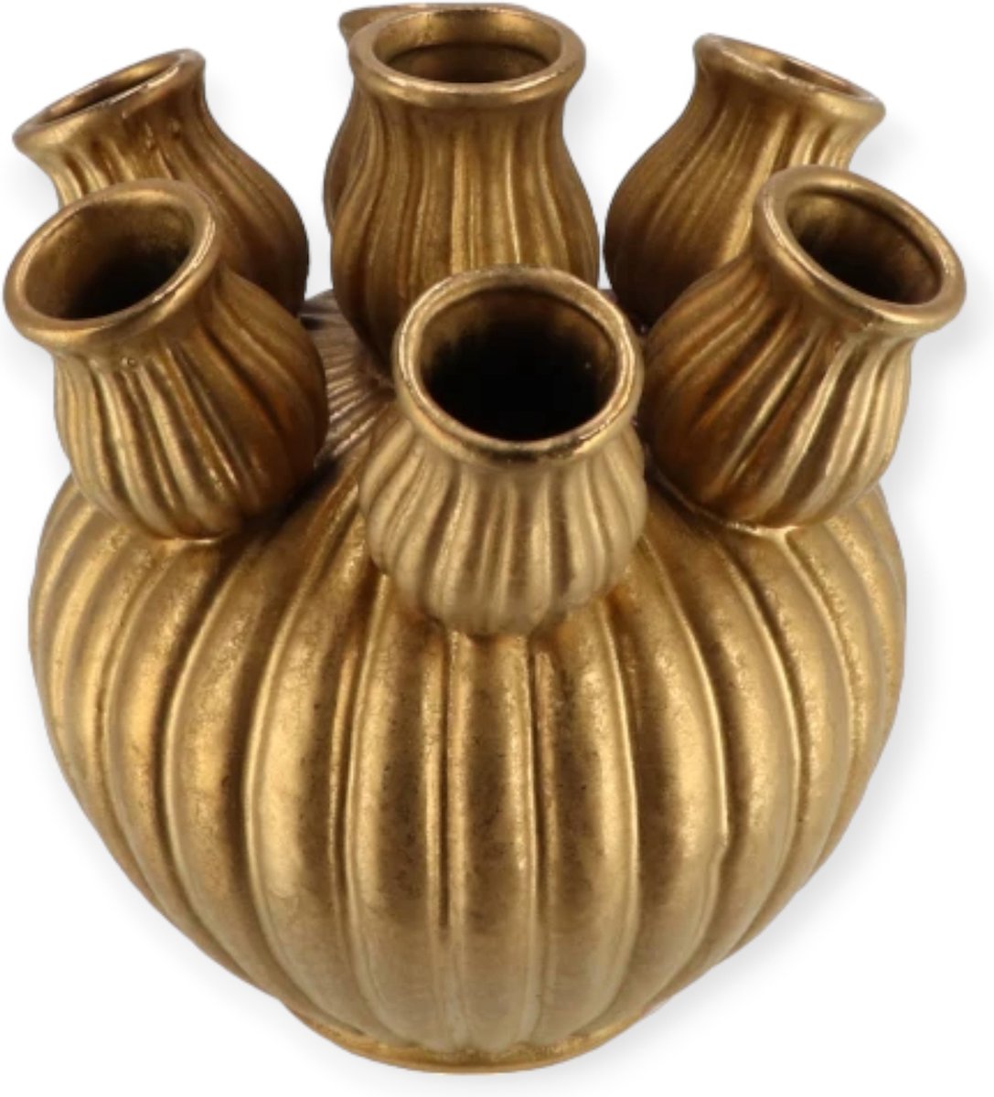 DK design Amsterdamse Tulpenvaas - Vaas- Goud - 20x20cm - Keramiek