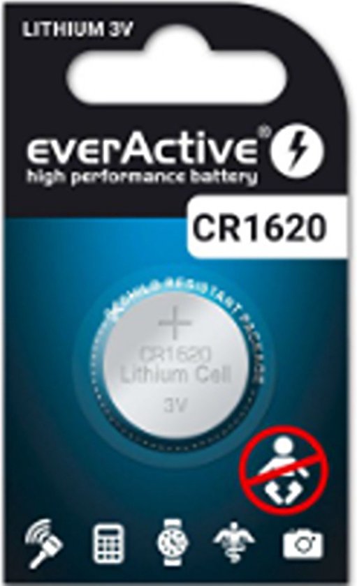 1x everActive CR1620 mini lithium batterij