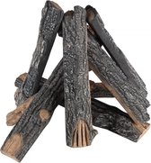 Dakta® Set de 8 bois en céramique Bois décoratif en fibres céramiques Bois de chauffage décoratif Température de fonctionnement maximale à 1000 ℃ Bois de chêne Aspect bûches décoratives en céramique de 340 à 560 mm de long pour poêles au bioéthanol