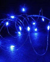 Blauwe Glow String Lights by Aira - Draadverlichting lichtsnoer met 20 LED lampjes op batterij 200cm - Lampensnoer kerstverlichting - Fairy Lights - DIY kostuum kleding carnavals verlichting - sfeer batterijverlichting slinger - feest partylights