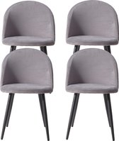 RG Enterprises® - Gefluweerde stoelen set van 4 woonkamer - 43x47,5x80 - grijs