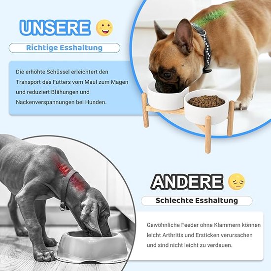 Migosset Voerbak für Huisdieren, Verhoogde Bamboe Komhouder für Gemiddelde bei Grotere Honden, Voer Station Houten Verhoogd, Inclusief 4 Roestvrij Stalen Kommen 1500 ML