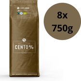 Cento% Oro - 1 boîte : 8 x 750 grammes - Grains de café torréfiés foncés - Bio & Fairtrade - 100% Arabica