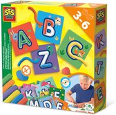 SES - J'apprends l'alphabet avec de l'argile - apprends l' ABC avec de l'argile - 6 couleurs de pâte à modeler (6x20g) - sans gluten - ne sèche pas