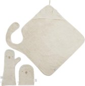 Nifty - Baby Shower Glove met Handsfree Badcape en Washandje - Baby Washandje - Lange washand - Badcape 100x100 - Washandje Baby - Biologisch Katoen – Vanille