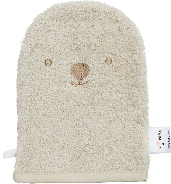 Voordeelset - Nifty - The Original Baby Shower Glove met washandje – baby douche handschoen voor beter grip op je baby bij het douchen - Lange washand met washandje - kraamcadeau - Vanilla Combi-deal — afbeelding 2