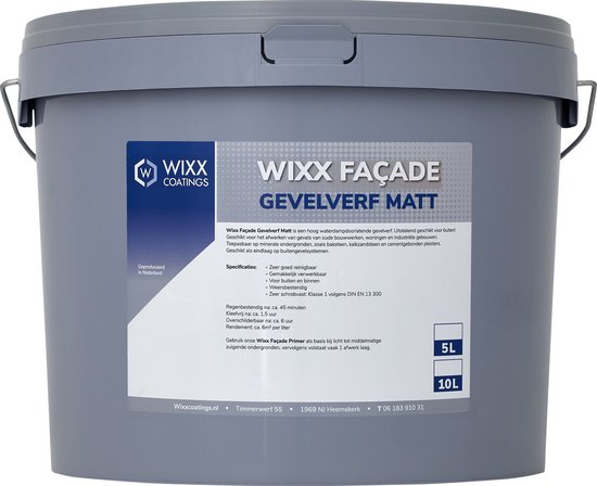 Wixx Façade Gevelverf Matt - 10L - RAL 9002 Grijswit