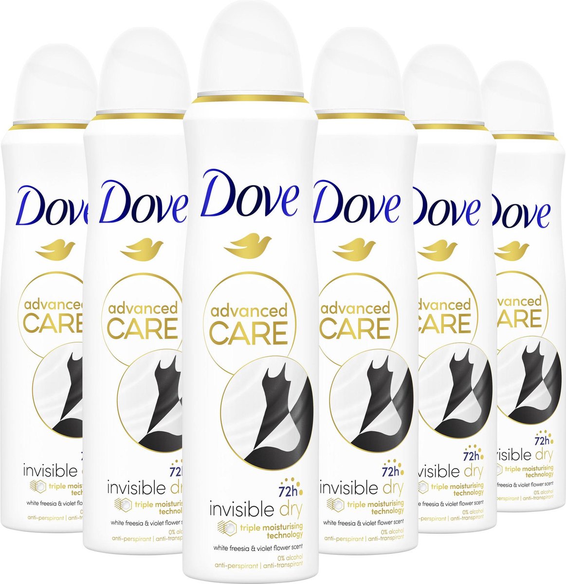 Dove Advanced Care Invisible Dry - Anti-Transpirant Deodorant Spray - 6 x 150 ml - Voordeelverpakking