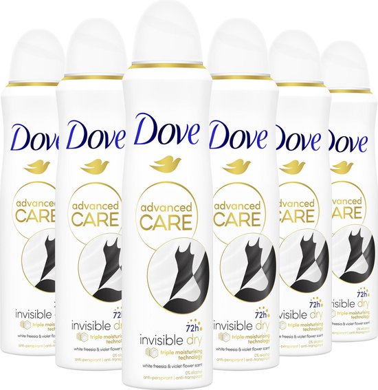 Dove Advanced Care Anti-Transpirant Deodorant Spray - Invisible Dry - met een heerlijke geur en verbeterde formule met Triple Moisturising technologie - 6 x 150 ml