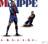 Muursticker Mbappé - Muursticker kinderkamer - Poster - PSG - Voetbal - Bekende voetballer - UEFA Champions League - FIFA - Sport - Cadeau - Wanddecoratie - Herbruikbaar - 42x56cm