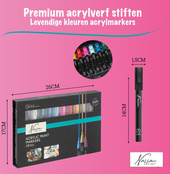 Nassau Fine Art Set à peinture acrylique – Qualité professionnelle – Polyvalent et durable – Pour Artistes, Hobby et DIY – Fermeture magnétique