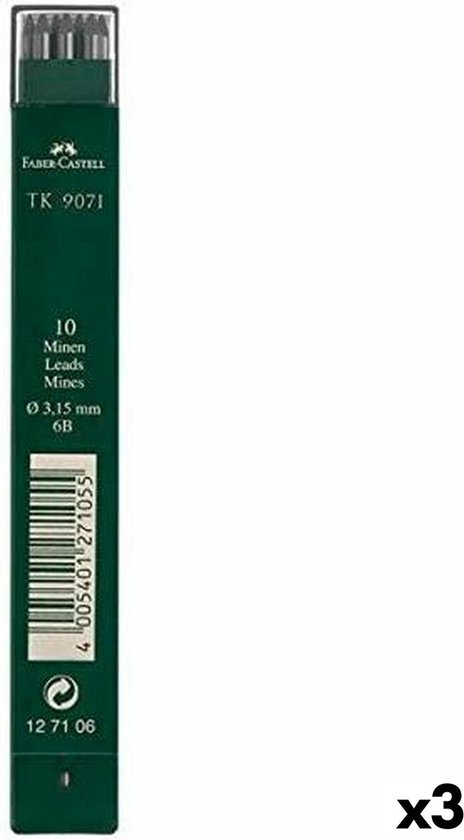 Faber-Castell Loodvervanging Voor Potloden Faber-Castell Hout 3 Onderdelen 6B