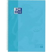 Oxford École Europeanbook - carnet - bordure colorée - A4+ - losange 5mm - 80 feuilles - 4 trous - couverture rigide - bleu pastel