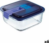Luminarc Hermetische Lunchtrommel Luminarc Easy Box Blauw Glas (6 Stuks) (1,22 L)
