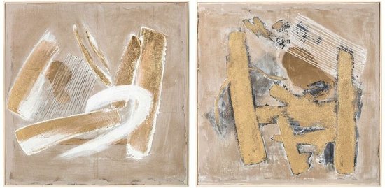 Schilderij DKD Home Decor 92 x 4,5 x 92 cm Abstract Stads (2 Stuks)