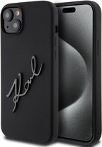Karl Lagerfeld geschikt voor iPhone 15 Plus & iPhone 14 Plus Backcover hoesje Karl script logo – Zwart
