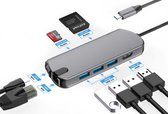 USB C Hub Ethernet Multiport Adapter, Lasanclas 8-in-1 USB C Docking Station 4K HDMI,8 Poorten, 100W PD, 3 USB 3.0, 1GBPS RJ45 LAN, USB C Dongle, SD/TF Reader USB C Dock voor MacBook Air/Pro, iPad Pro 2021 en Meer