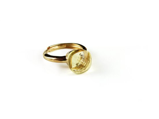 Ring in zilver geelgoud verguld model pomellato gele steen