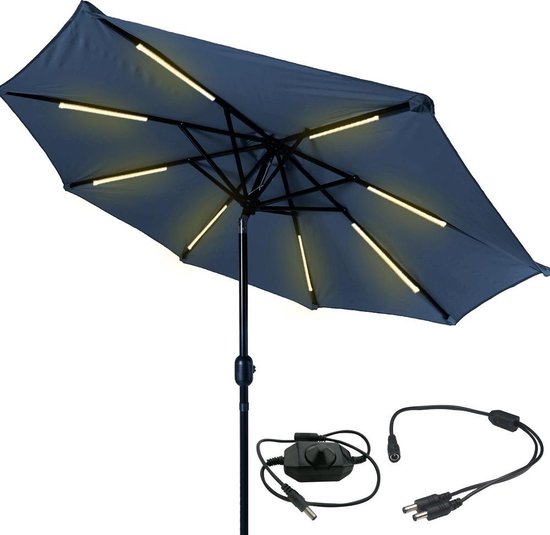 Ensemble de bandes LED d'éclairage parasol sur électricité - 8 bandes LED blanc chaud