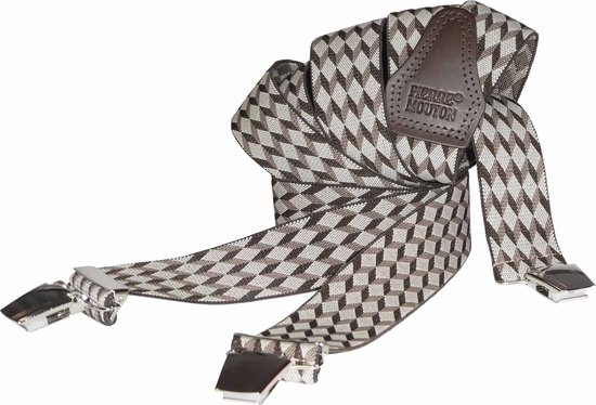 Porte-jarretelles Pierre Mouton Escher - Bretelles - Adultes - Homme - Marron - 140cm - 3 clips larges - XL - XXL