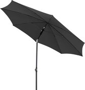 Parasol Rethink 200 cm in donkergrijs - ronde parasol voor balkon en terras - duurzame parasol - balkonparasol met handopener - met hoes - kantelbare tuinparasol