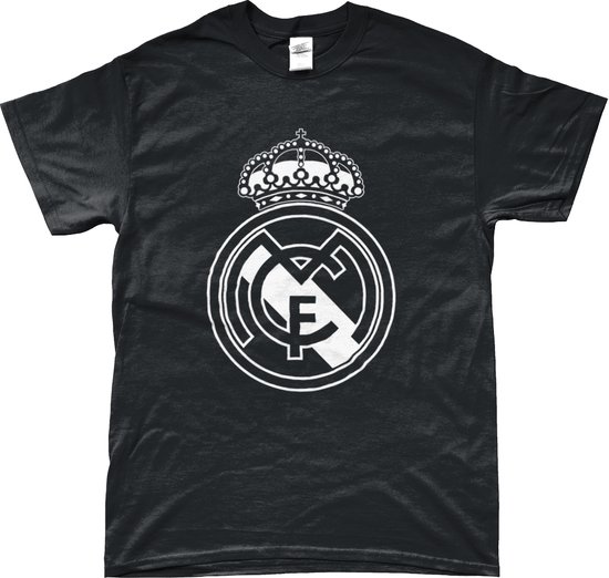 Real Madrid Shirt - Logo - T-Shirt - Madrid - UEFA - Champions League - Voetbal - Artikelen - Zwart - Unisex - Regular Fit - Maat S