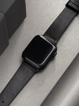 Apple Watch Leren Horlogeband - Black Nero Straight Stitch - 38mm, 40mm, 41mm