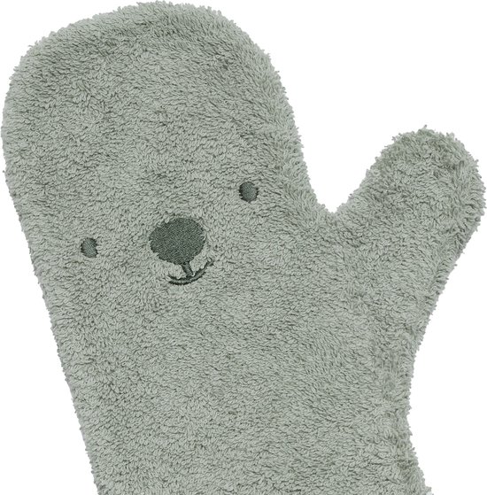 Nifty - Baby Shower Glove met 2-in-1 Badcape en Washandje - Baby Washandje - Lange washand - Badcape 100x100 - Washandje Baby - Biologisch Katoen - Olive van Nifty — afbeelding 4