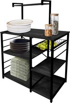 ERRO Étagère de cuisine - armoire de cuisine - avec tiroir - 90x40x132cm - noir