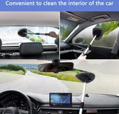Brosse de nettoyage de vitres de voiture, 4 tampons en microfibre réutilisables et lavables, outil de nettoyage de pare-brise, poignée rétractable en aluminium avec poignée rétractable, ensemble d'essuie-glace intérieur de voiture (Grijs)